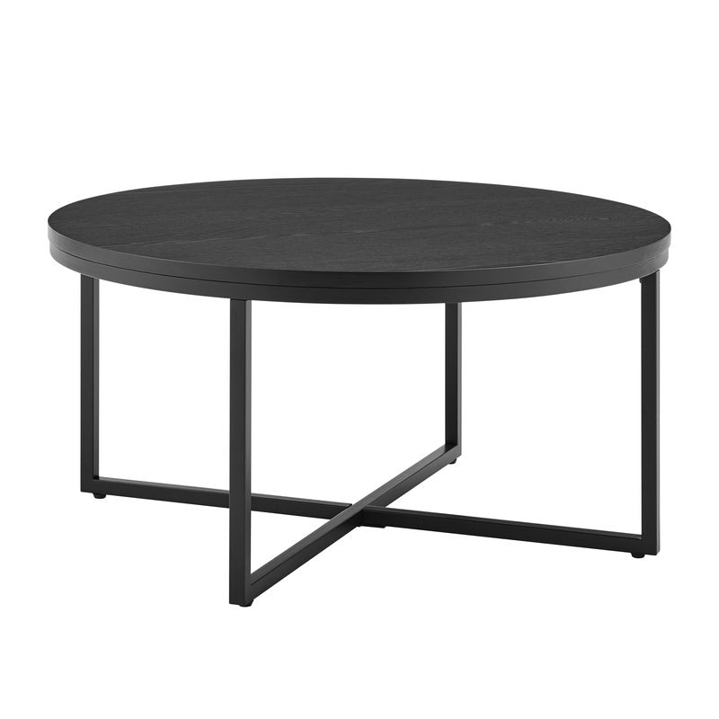 Johansen 80cm Round Coffee Table (Natural, Black)