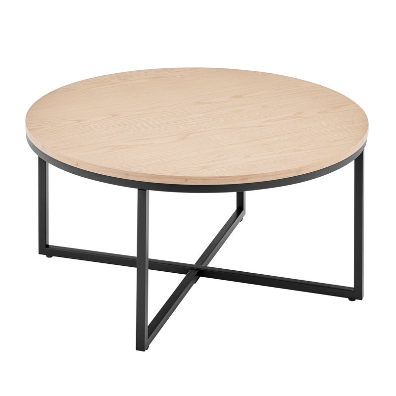 Johansen 80cm Round Coffee Table (Natural, Black)