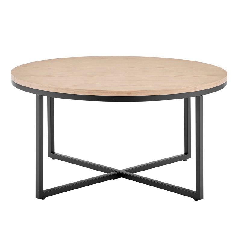 Johansen 80cm Round Coffee Table (Natural, Black)