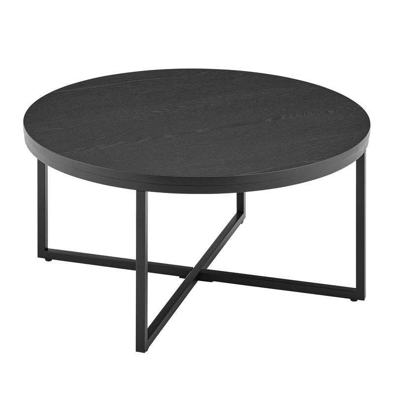 Johansen 80cm Round Coffee Table (Natural, Black)