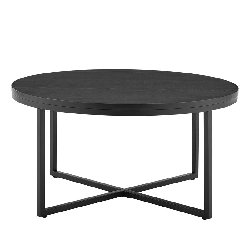 Johansen 80cm Round Coffee Table (Natural, Black)