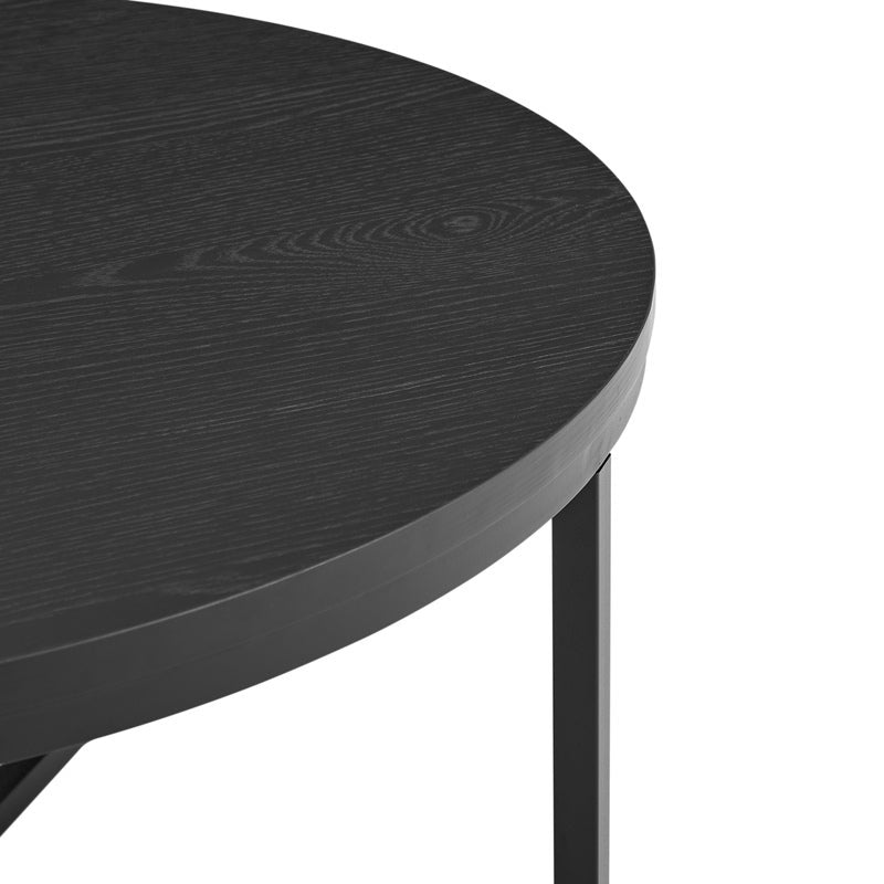 Johansen 80cm Round Coffee Table (Natural, Black)