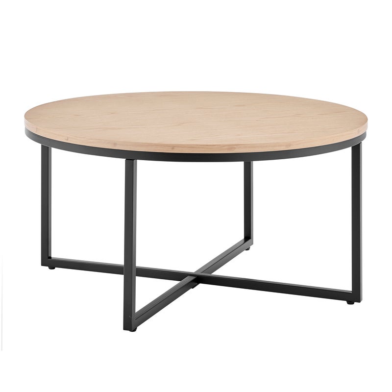 Johansen 80cm Round Coffee Table (Natural, Black)