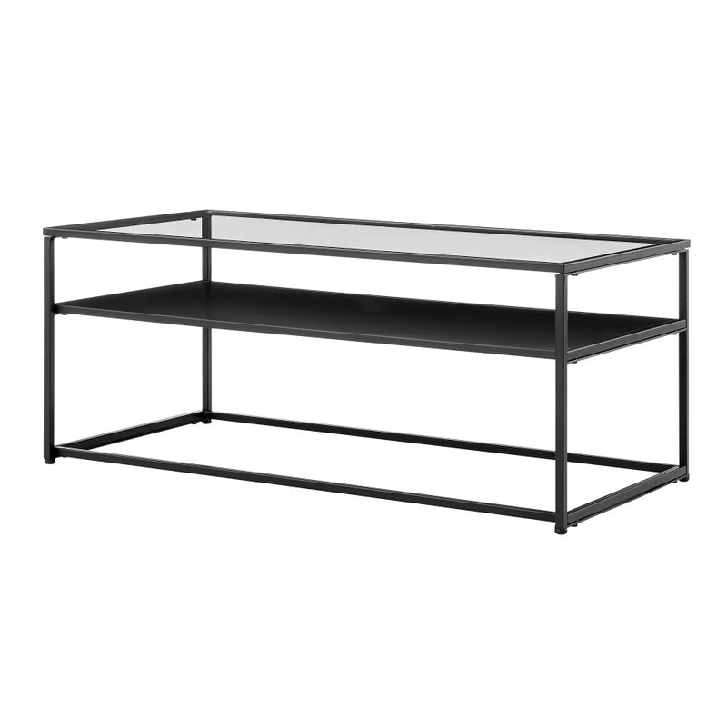 Portside Metal & Glass Rectangle Coffee Table (Black)