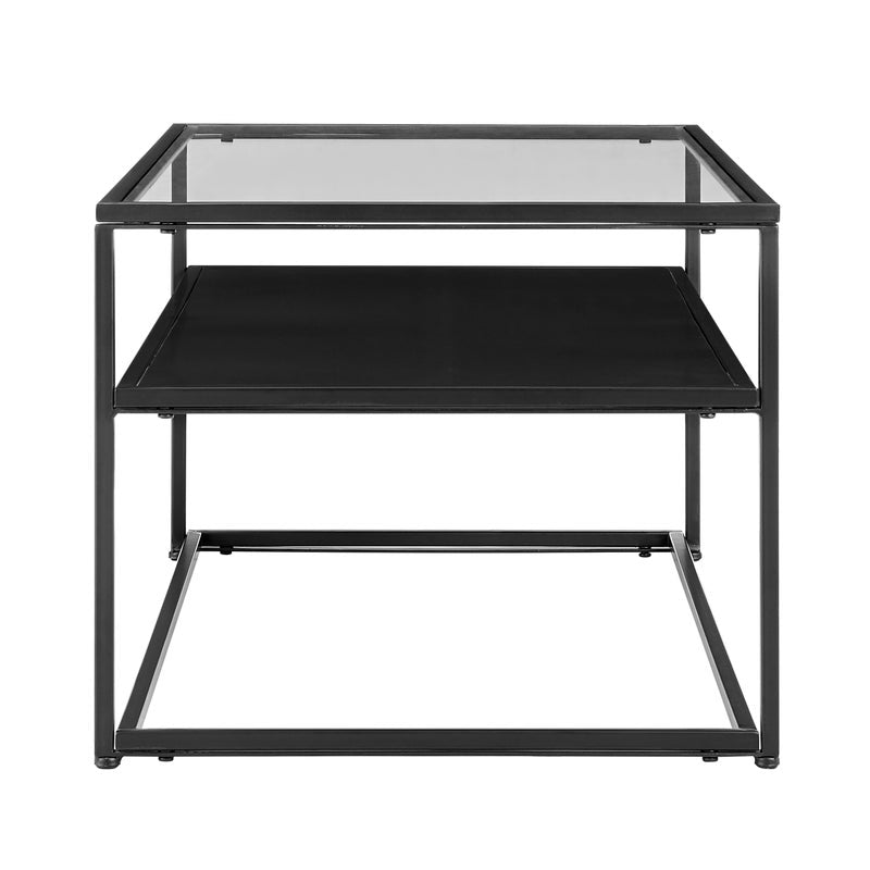 Portside Metal & Glass Rectangle Coffee Table (Black)