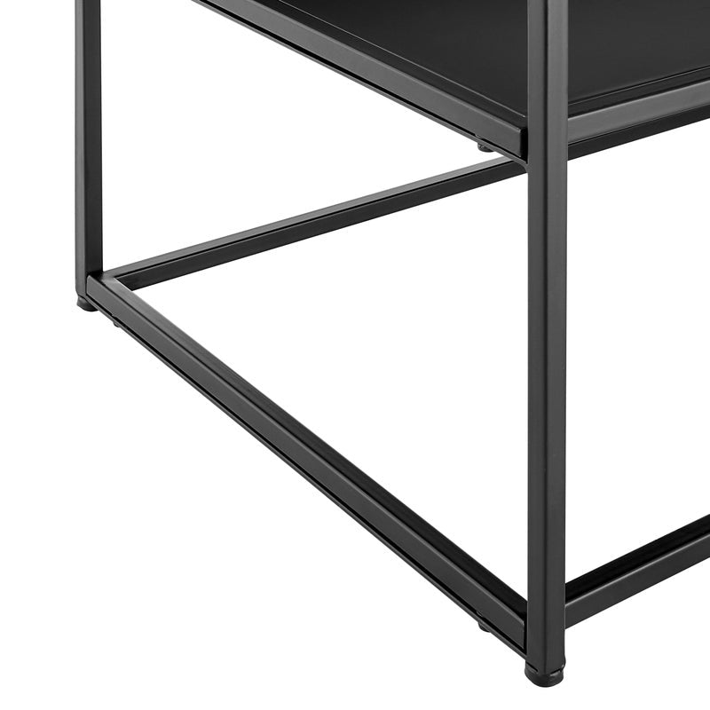 Portside Metal & Glass Rectangle Coffee Table (Black)