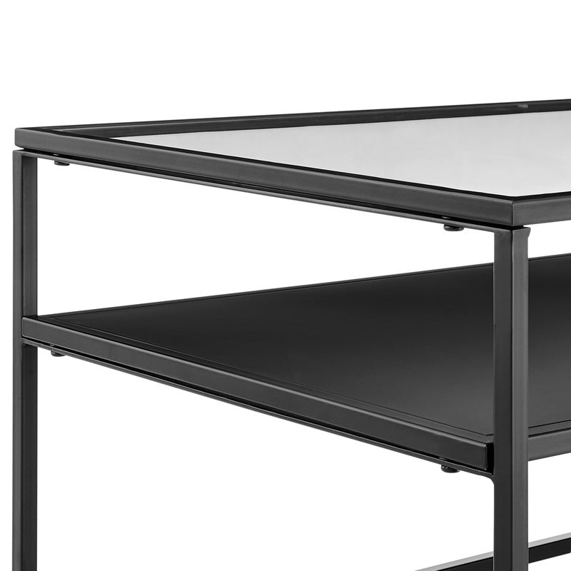 Portside Metal & Glass Rectangle Coffee Table (Black)