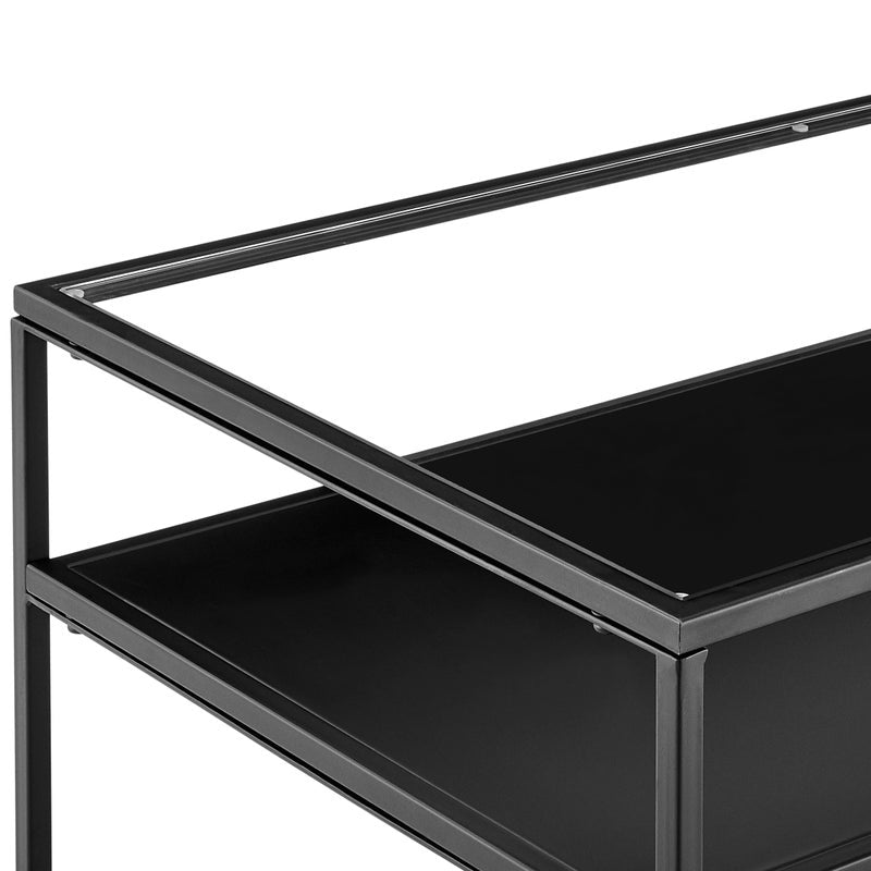 Portside Metal & Glass Rectangle Coffee Table (Black)