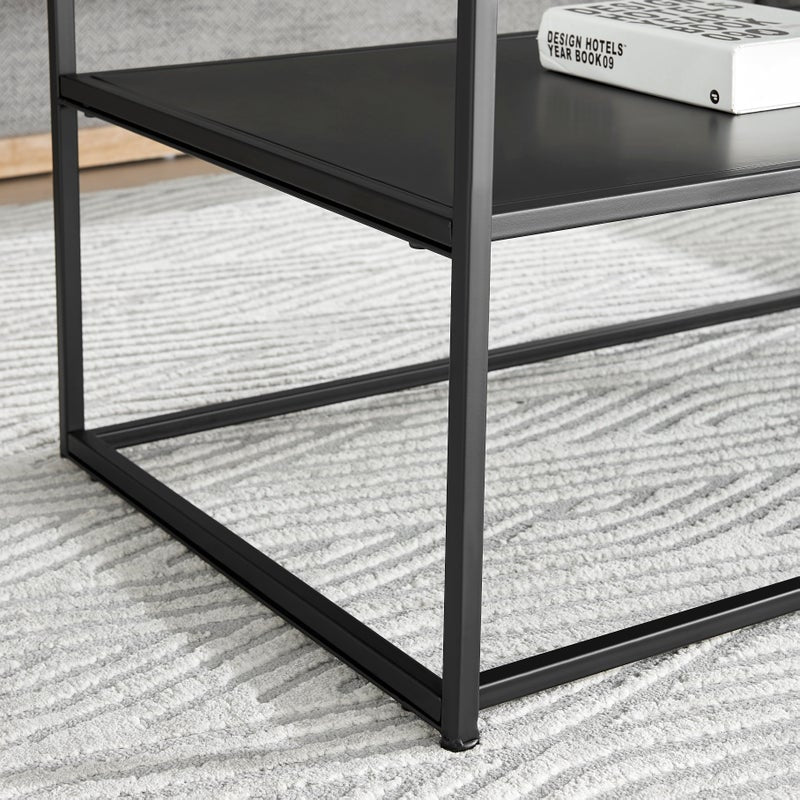 Portside Metal & Glass Rectangle Coffee Table (Black)