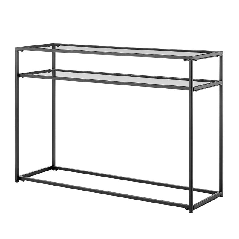 Portside Metal & Glass Shelf Console Hall Table (Black)