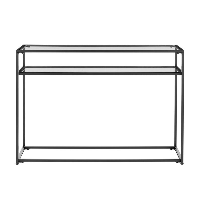 Portside Metal & Glass Shelf Console Hall Table (Black)