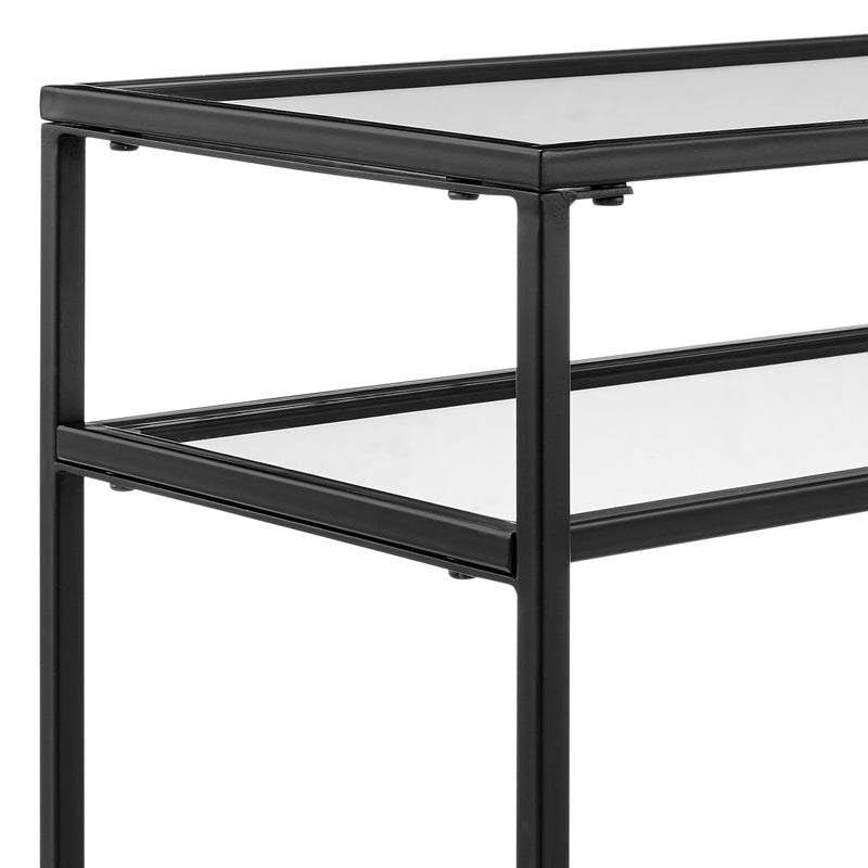 Portside Metal & Glass Shelf Console Hall Table (Black)