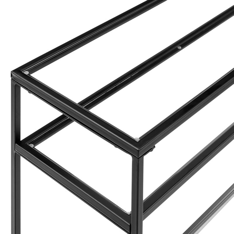 Portside Metal & Glass Shelf Console Hall Table (Black)