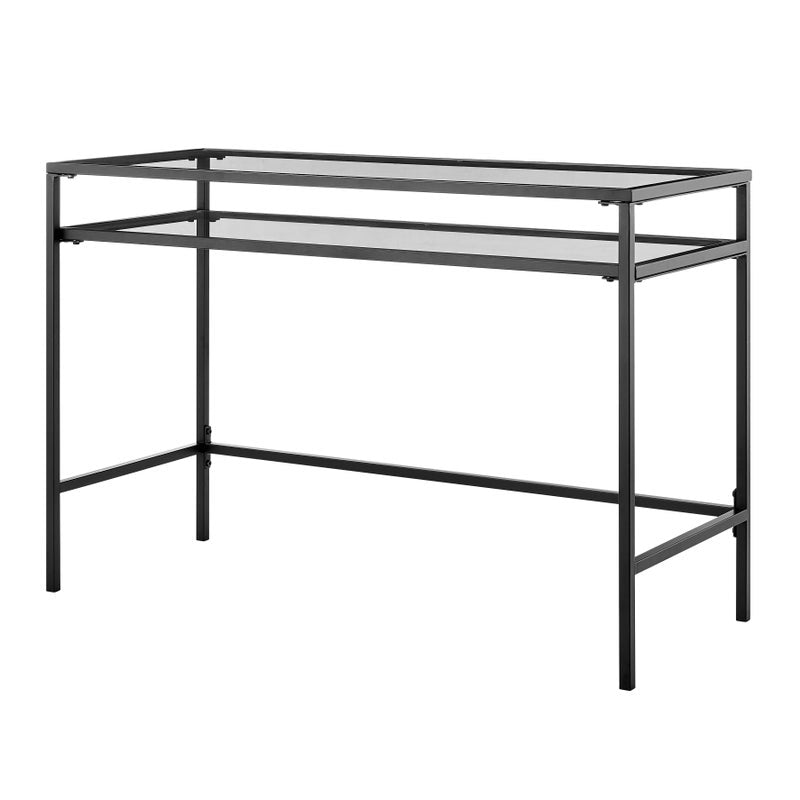 Portside Metal & Glass Shelf Desk (Black)