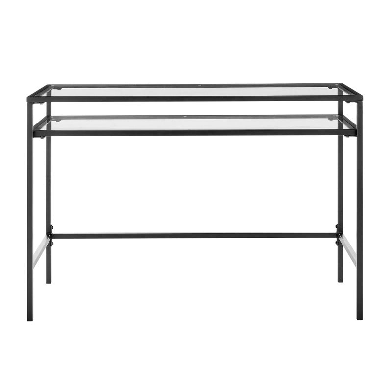 Portside Metal & Glass Shelf Desk (Black)