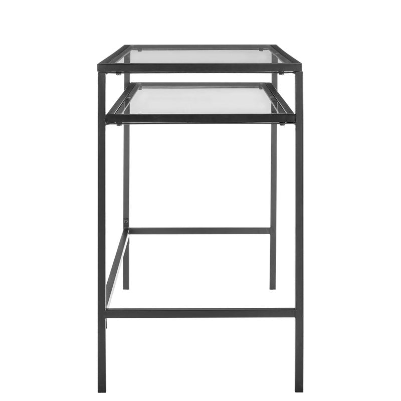 Portside Metal & Glass Shelf Desk (Black)