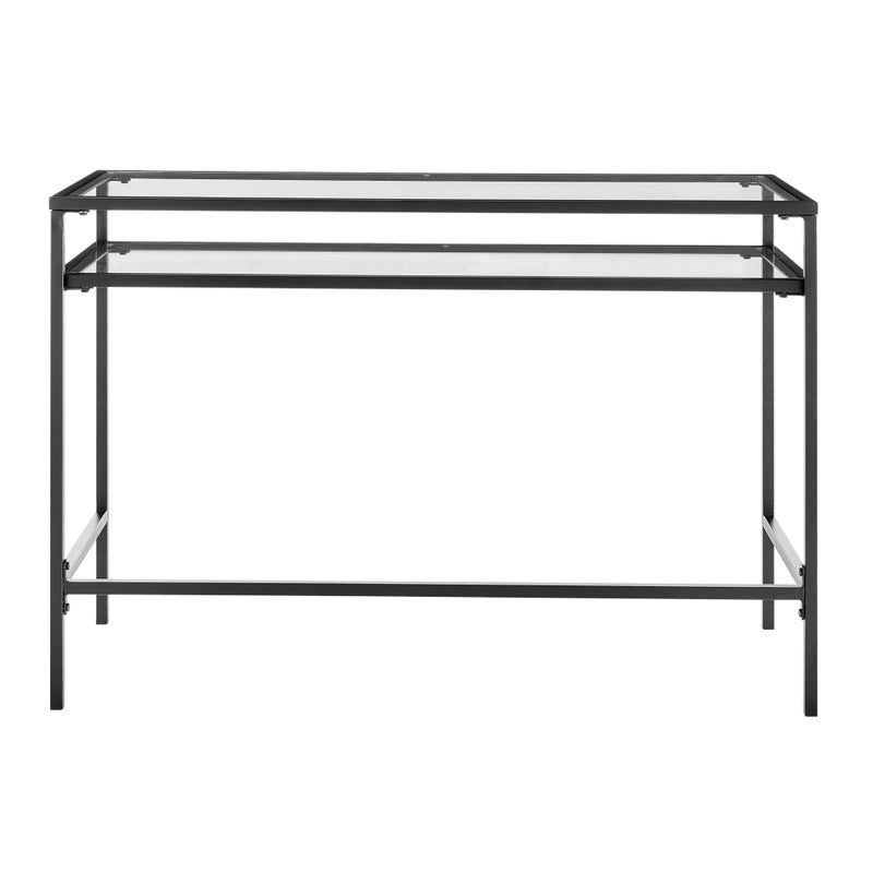 Portside Metal & Glass Shelf Desk (Black)