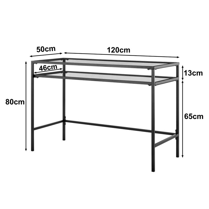 Portside Metal & Glass Shelf Desk (Black)