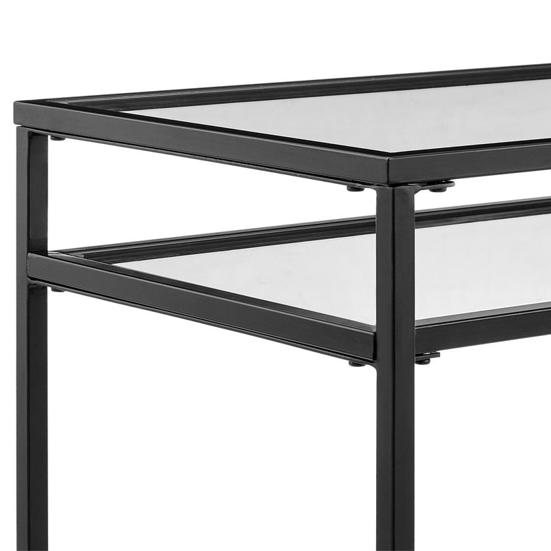 Portside Metal & Glass Shelf Desk (Black)