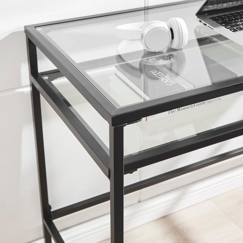 Portside Metal & Glass Shelf Desk (Black)