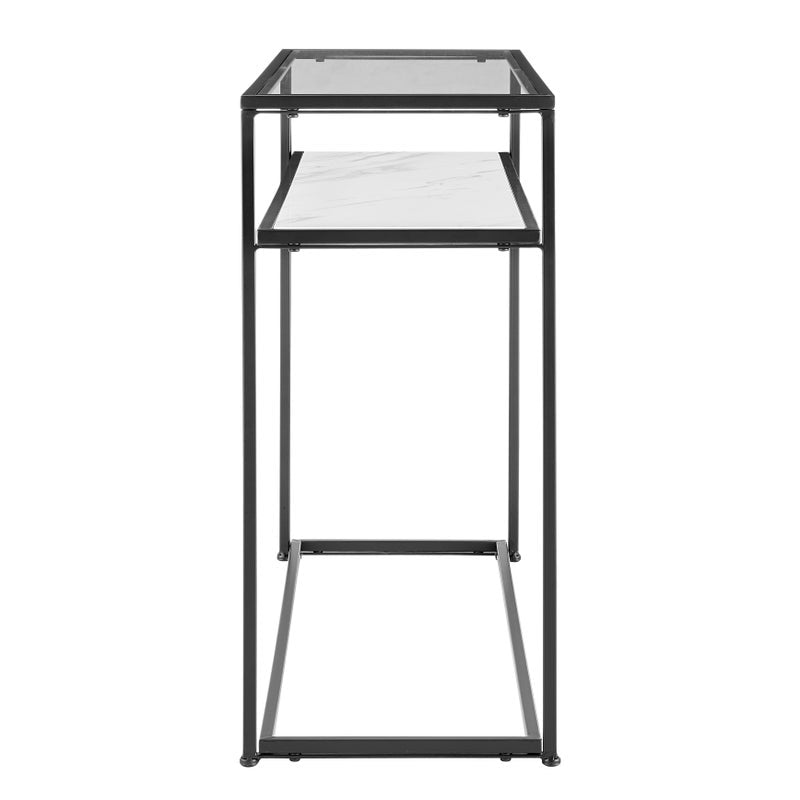 Portside Metal & Marble Shelf Console Hall Table (Black)