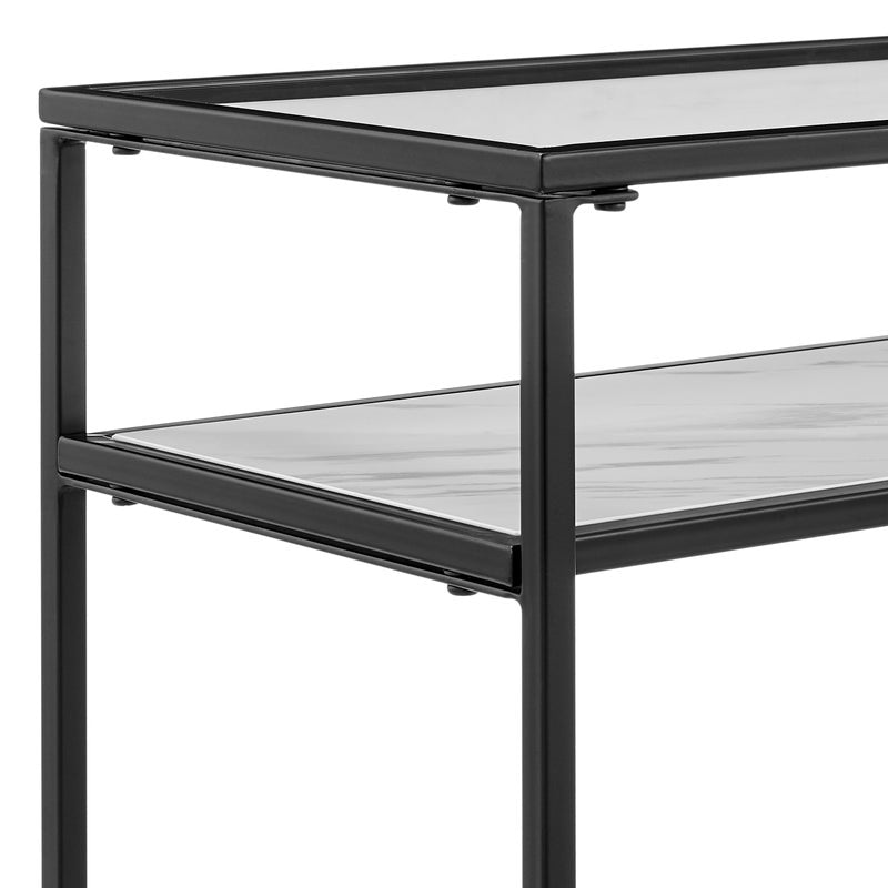 Portside Metal & Marble Shelf Console Hall Table (Black)