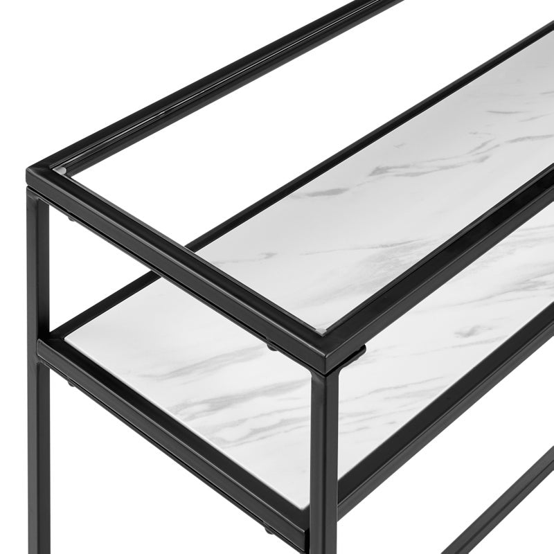 Portside Metal & Marble Shelf Console Hall Table (Black)