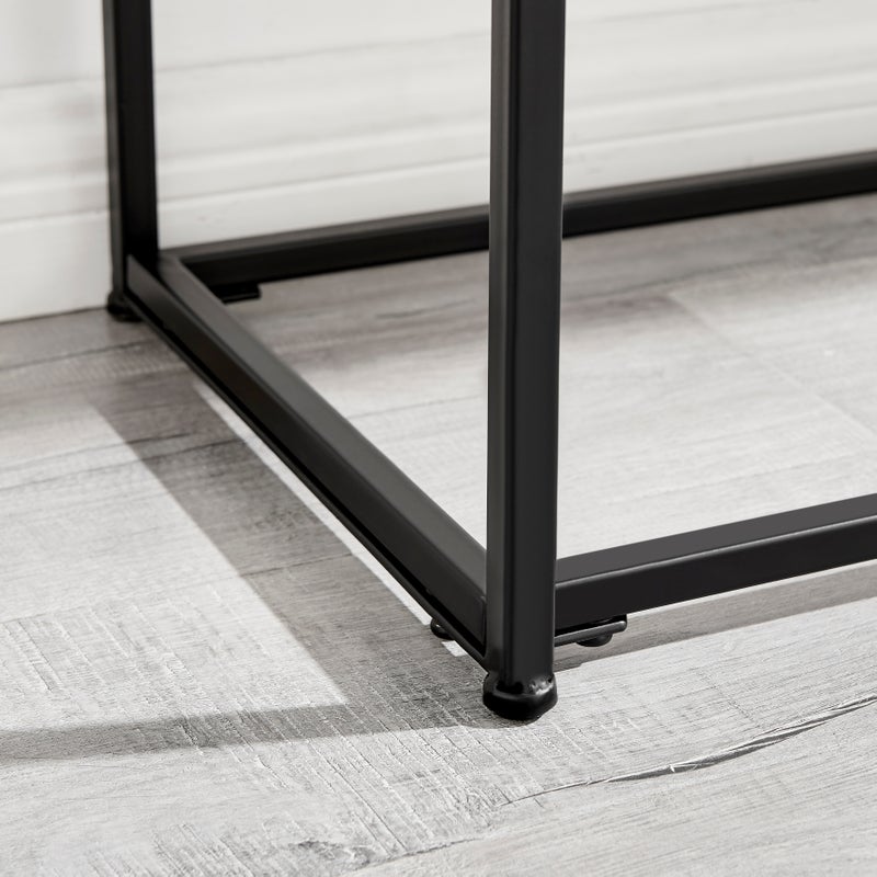 Portside Metal & Marble Shelf Console Hall Table (Black)