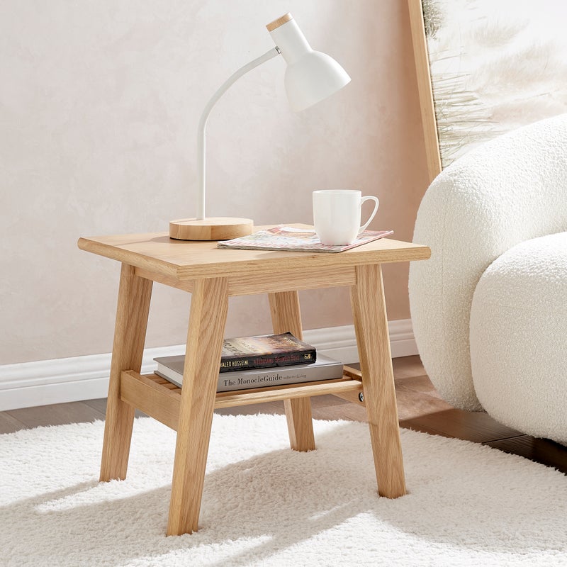 Stockholm Oak Mid Century Side Lamp Table