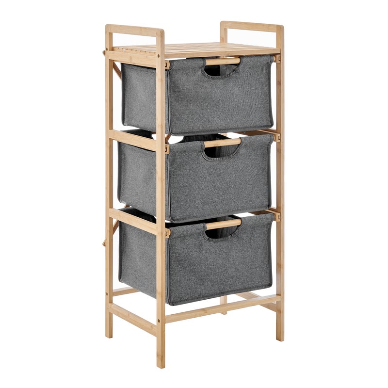 3 Drawer Fabric & Timber Tallboy Storage Cabinet – DukeLiving